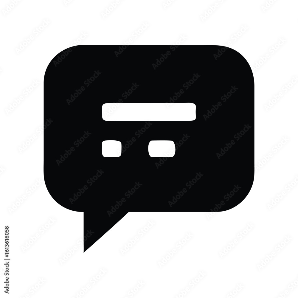 Poster minimalist chat bubble illustration with dashes inside for messaging apps