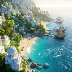 A beach with a paradisiacal landscape that invites you to take a stroll, vacation, or even live there.
