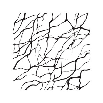 Abstract kintsugi-style cracked marble texture. Seamless black and white vein pattern background