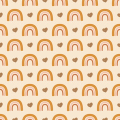 Rainbow with heart seamless pattern 