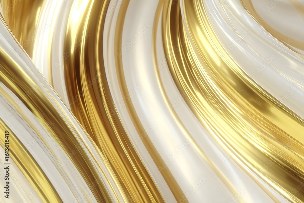 Poster gold and silver flowing waves create a dynamic abstract design with a smooth and glossy finish