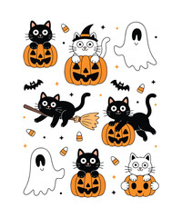 Cute halloween ghost boo cat
