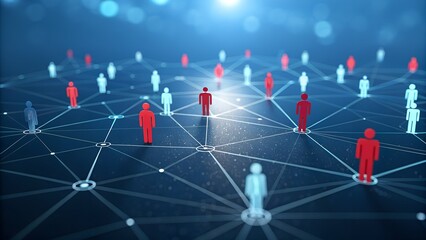 Abstract network of connected people with a highlighted individual