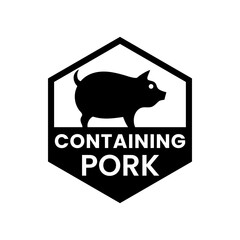 Graphic Label Icon with Pig for Pork Content Warning