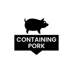 Graphic Label Icon with Pig for Pork Content Warning