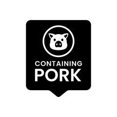 Graphic Label Icon with Pig for Pork Content Warning