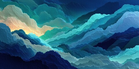 Abstract Mountain Landscape with Textured Layers and Soft Color Gradients for Wall Art and Digital Design