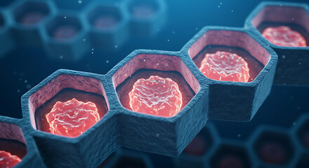 Futuristic 3D Visualization of Stem Cells in a Structured Matrix