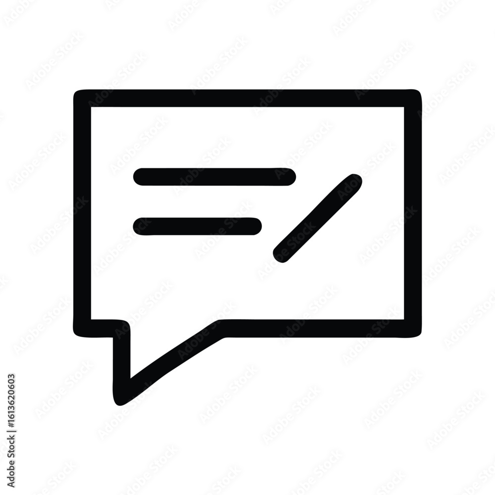 Poster Minimalist Chat Bubble Icon with Text and Slash Mark Design