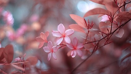 Delicate pink flowers in soft focus