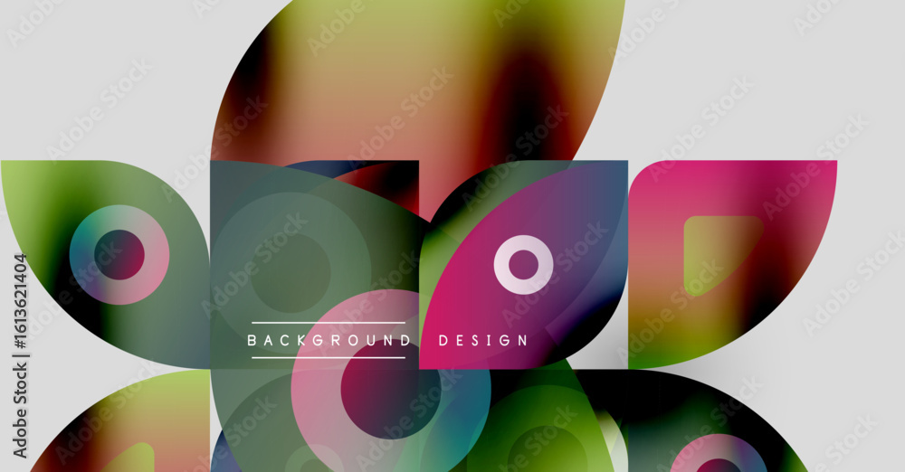 Poster abstract colorful shapes overlap, creating dynamic visual composition. modern design elements sugges