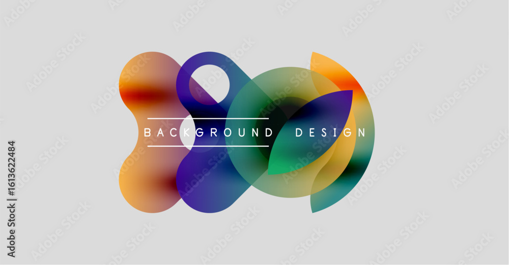 Poster abstract colorful shapes overlap, creating dynamic background. text reads background design. minimal