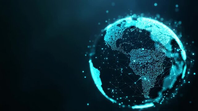 Global Network:  Rotating Digital Earth, Futuristic Connections, Seamless Loop