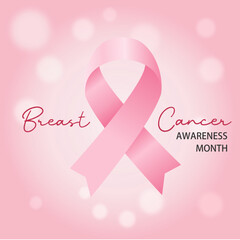 Minimalist Breast Cancer Banner with Pink Ribbon. Ideal for Medical Campaigns, October Awareness Month, and Fundraising Events