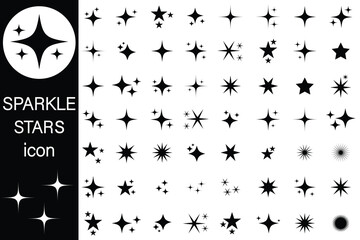 Twinkle and sparkle stars icon set. Twinkle stars collection. The big set of bright fireworks stars icon. Abstract magic light flare, shiny flash, sparkles, stars icon set. Vector illustration.