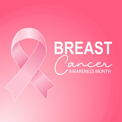 Modern Breast Cancer Awareness Banner Design. Pink Ribbon Icon, Support Message for October, Editable Background for Campaign Use.