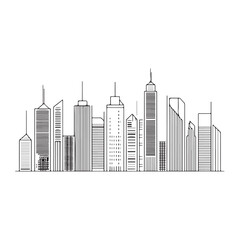 modern city skyline with skyscrapers silhouette, modern city skyline with skyscrapers vector illustration, A stylized black silhouette of city skylines featuring modern skyscrapers