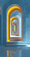 Naklejka premium A serene, light-filled marble hallway