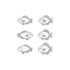Six Simple Line Drawings of Fish: Perfect for Kids' Projects, Branding, and More
