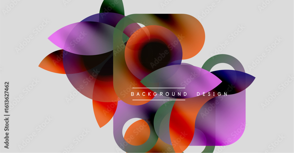 Poster abstract fluid shapes overlap, creating vibrant color blends. modern design elements suggest dynamic