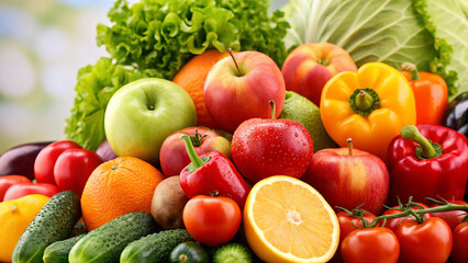 A collection of fresh fruits, including bananas, grapes, apples, oranges, kiwi, strawberries, and cherries.