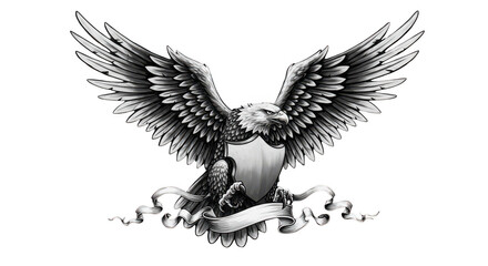 Obraz premium Majestic eagle with outstretched wings isolated on transparent background