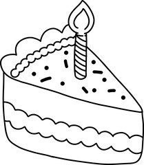 Piece of Birthday Cake Outline