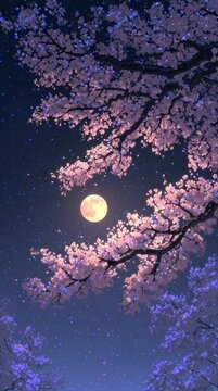 moon and cherry blossom 