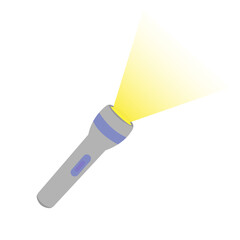 vector hand flashlight with yellow light