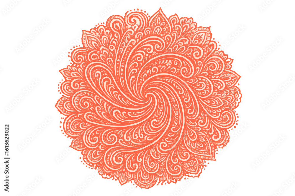 Poster delicate floral elements intertwining, creating symmetrical mandala pattern against transparent back
