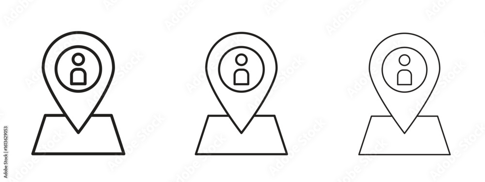 Poster placement icon symbol line. editable stroke width