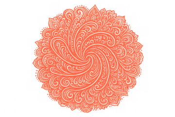 Delicate floral elements intertwining, creating symmetrical mandala pattern against transparent backdrop, conveying intricate botanical elegance for graphic design