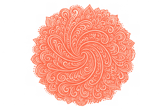 Delicate floral elements intertwining, creating symmetrical mandala pattern against transparent backdrop, conveying intricate botanical elegance for graphic design