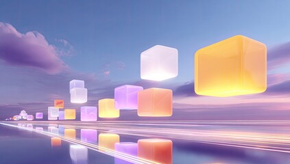 Floating cubes on a highway