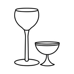 Elegant thin line drawing of a wine glass with a long stem and classic bowl
