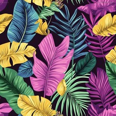 Lush Tropical Paradise - Seamless Banana and Palm Leaf Pattern for Summer Designs