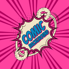 Comic book background with explosion cloud. Vector Illustration
