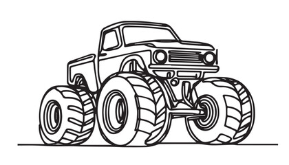 Continuous one single minimal line drawing monster truck © sagor