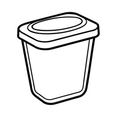Clean outline of an airtight plastic food storage container with lid