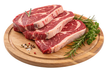 Fototapeta premium beef steak on a wooden plate PNG Image