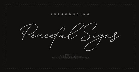 Script Elegant Signature Typeface. Lettering signature font isolated on black background. brus style alphabet. Vector logo letters.
