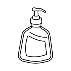 Outline drawing of a dish soap bottle with a dispensing nozzle