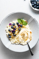 cottage cheese with blueberries and honey