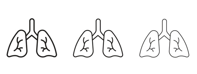 Lungs icon symbol line. Editable stroke width