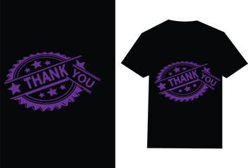 Thank You T Shirt Design with Purple Badge and Star Accents