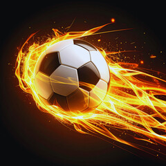 Fototapeta premium Soccer Ball on Fire – High-Speed Kick Concept