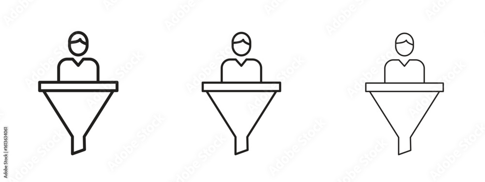 Poster lead conversion icon symbol line. editable stroke width