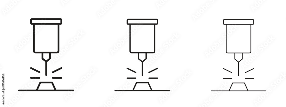 Poster laser machine icon symbol line. editable stroke width