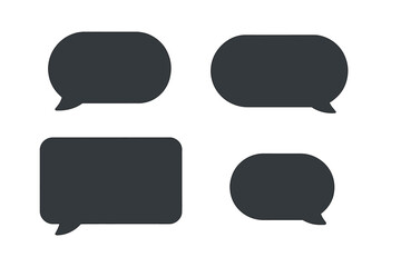 Chat bubbles vector set for messenger app design. Dark or night mode UI elements. Speech bubbles, dialogue boxes, and message icons for modern communication interface.