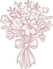 Fototapeta premium Simple line drawing of bouquet of flowers tied with ribbon, minimalist and elegant, suitable for decoration or greeting card design